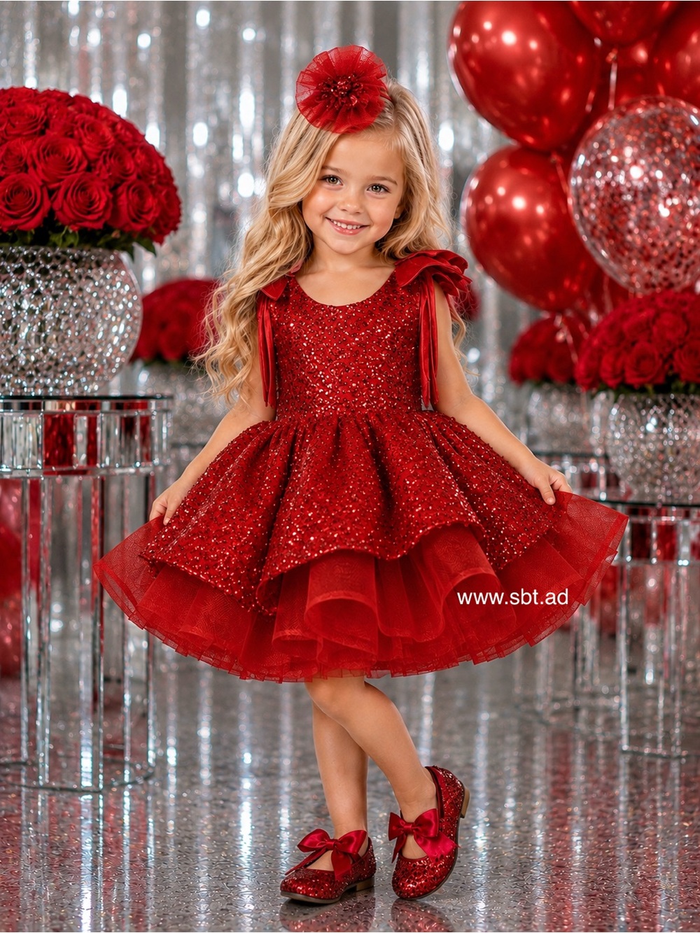 NWT Adorable Baby Girl Formal Dress Sparkling Sequins & Beads Flower Girl Gown - Picture 14 of 16